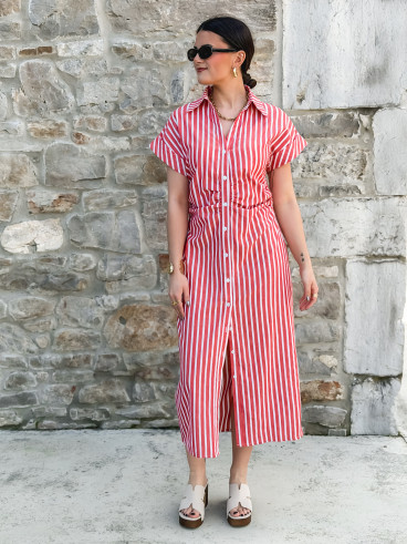 Robe longue lignée Kayna - Rouge