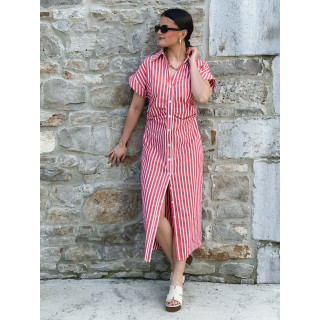 Robe longue lignée Kayna - Rouge