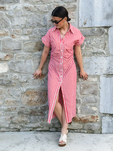 Robe longue lignée Kayna - Rouge