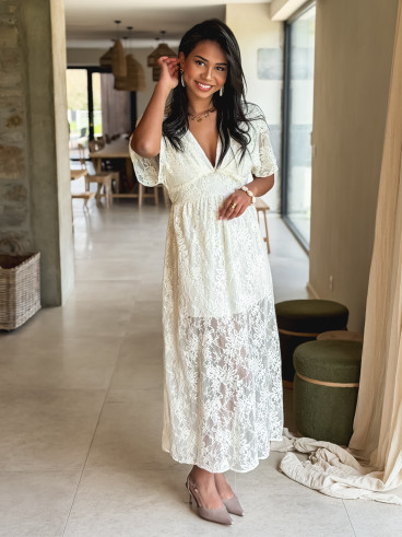 Robe longue Manella - Crème