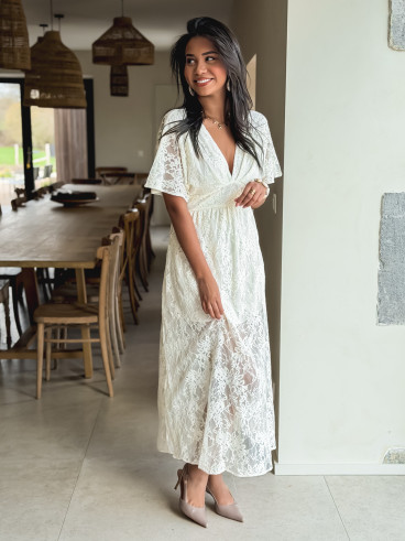 Robe longue Manella - Crème