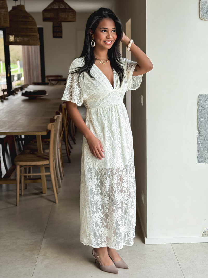Robe longue Manella - Crème