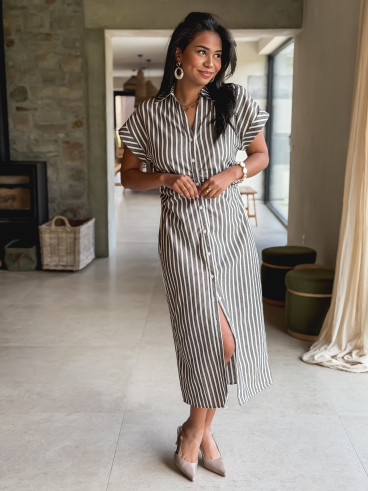 Robe longue lignée Kayna - Marron Robe longue lignée Kayna - Marron