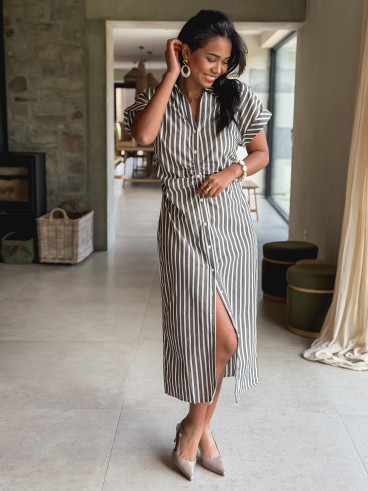 Robe longue lignée Kayna - Marron