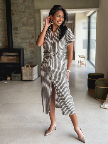 Robe longue lignée Kayna - Marron Robe longue lignée Kayna - Marron