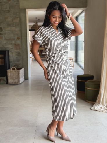 Robe longue lignée Kayna - Marron Robe longue lignée Kayna - Marron