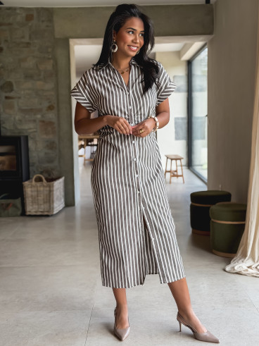 Robe longue lignée Kayna - Marron Robe longue lignée Kayna - Marron