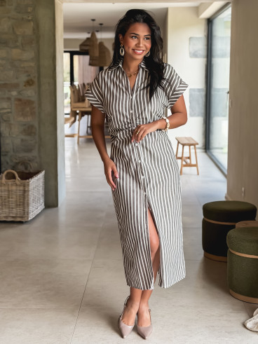 Robe longue lignée Kayna - Marron