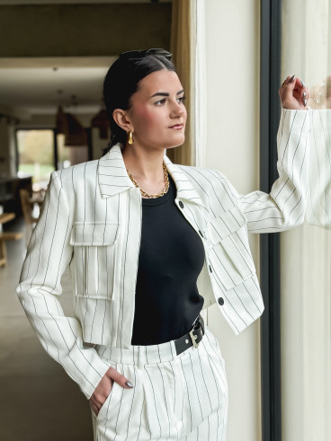 Veste courte lignée Geneva - Blanc