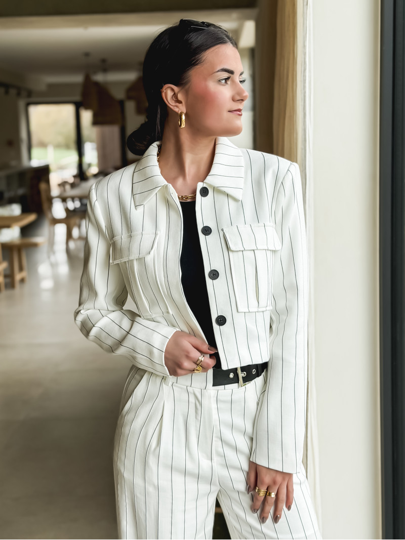 Veste courte lignée Geneva - Blanc