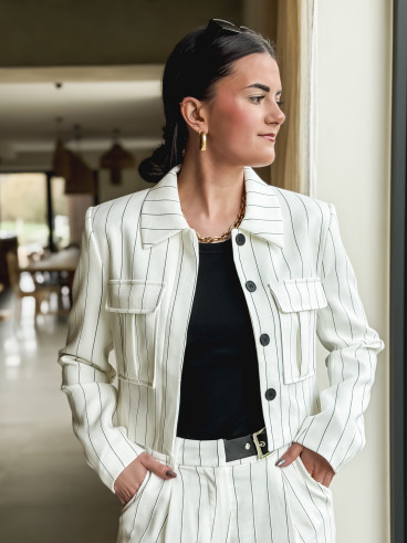 Veste courte lignée Geneva - Blanc