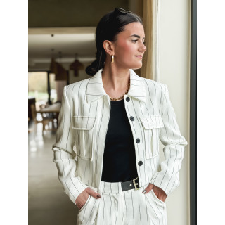 Veste courte lignée Geneva - Blanc