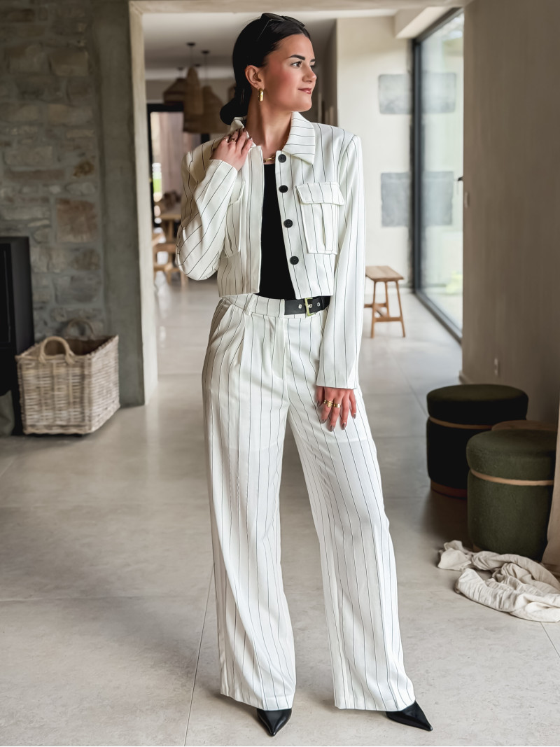 Veste courte lignée Geneva - Blanc