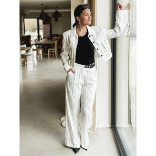 Pantalon ligné Geneva - Blanc