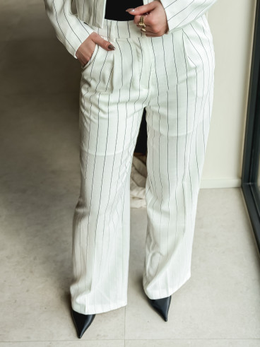 Pantalon ligné Geneva - Blanc