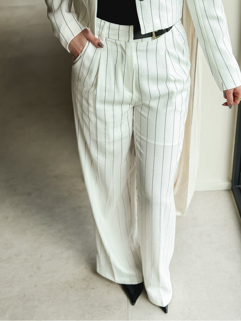 Pantalon ligné Geneva - Blanc