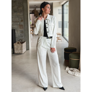 Pantalon ligné Geneva - Blanc