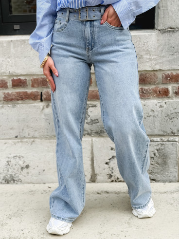 Jeans Virna wide leg - Bleu