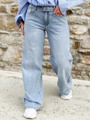 Jeans Virna wide leg - Bleu
