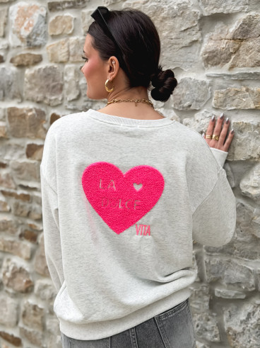 Pull " La dolce vita" - Gris clair