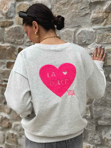 Pull " La dolce vita" - Gris clair
