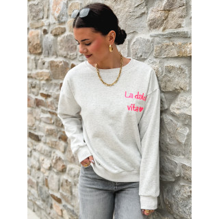 Pull " La dolce vita" - Gris clair