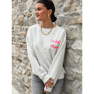 Pull " La dolce vita" - Gris clair