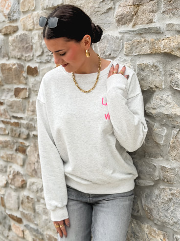 Pull " La dolce vita" - Gris clair