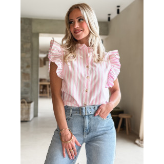 Chemise lignée Noémia - Rose