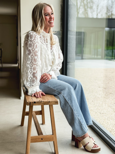 Jeans Virna wide leg - Bleu