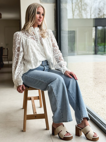 Jeans Virna wide leg - Bleu