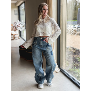 Blouse en crochet Eléona - Ecru