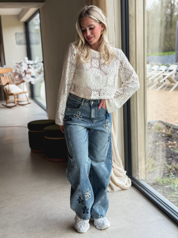 Blouse en crochet Eléona - Ecru Blouse en crochet Eléona - Ecru