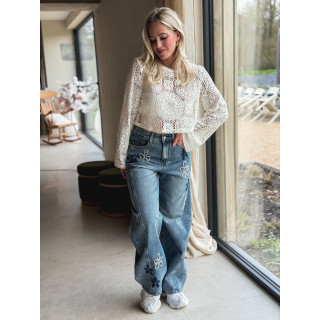 Blouse en crochet Eléona - Ecru