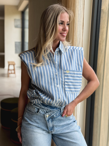 Chemise sans manches Kayna - Bleu