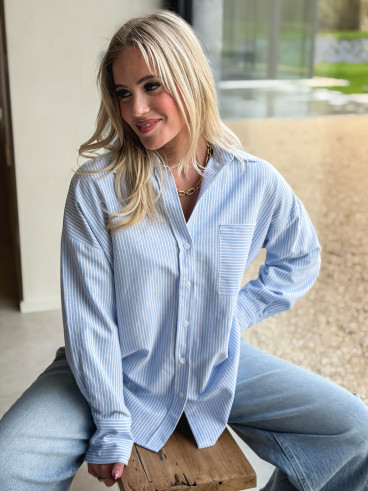 Chemise lignée Sandrine - Bleu