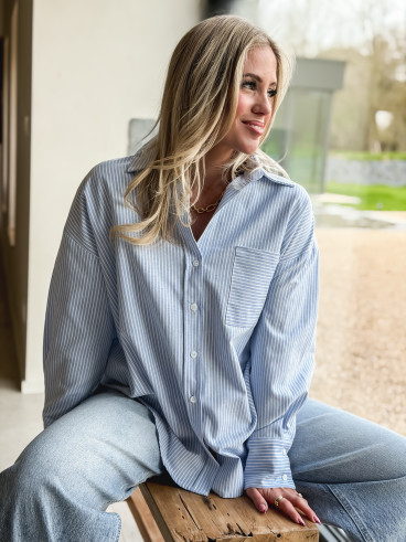 Chemise lignée Sandrine - Bleu