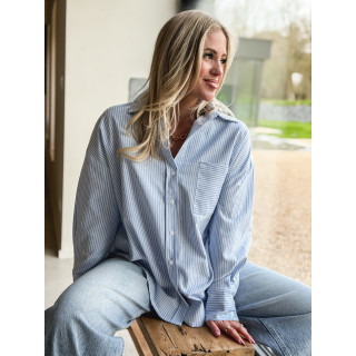 Chemise lignée Sandrine - Bleu