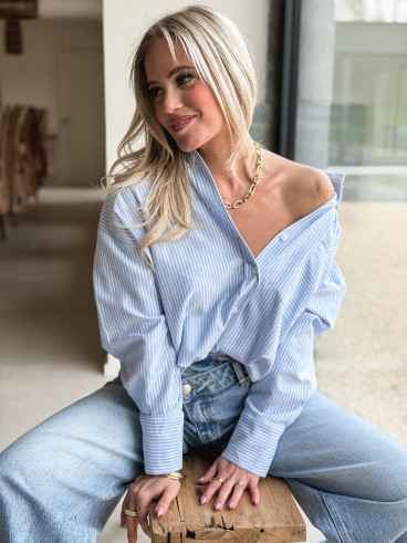 Chemise lignée Sandrine - Bleu