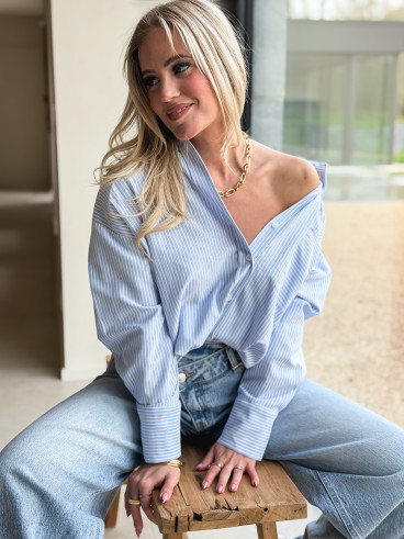 Chemise lignée Sandrine - Bleu