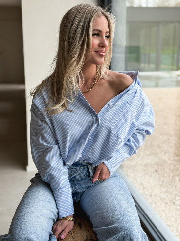 Chemise lignée Sandrine - Bleu