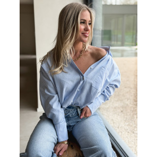 Chemise lignée Sandrine - Bleu