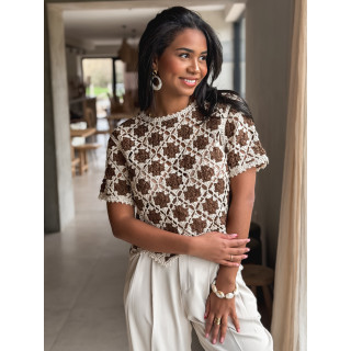 Blouse en crochet Sandy - Chocolat
