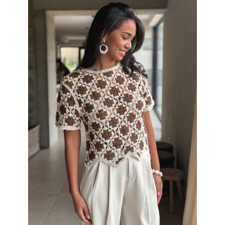 Blouse en crochet Sandy - Chocolat