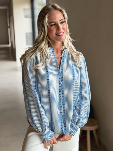 Chemise Sacha - Bleu lignée Chemise Sacha - Bleu lignée