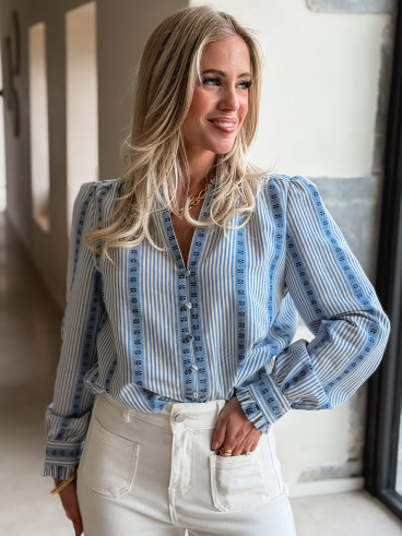 Chemise Sacha - Bleu lignée Chemise Sacha - Bleu lignée