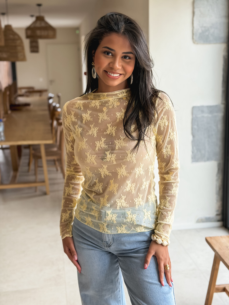 Blouse à motifs Séverine - Jaune