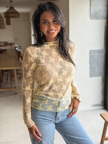 Blouse à motifs Séverine - Jaune