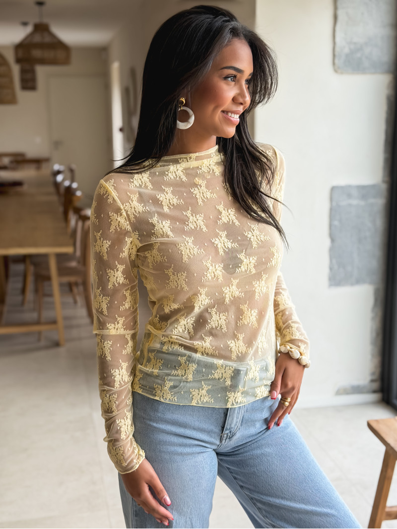Blouse à motifs Séverine - Jaune