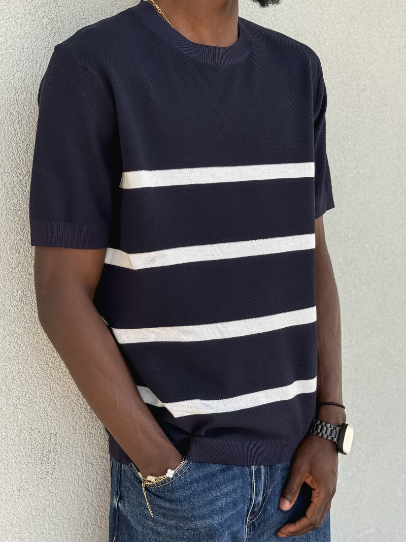 Pull ligné Erwan - Bleu marine